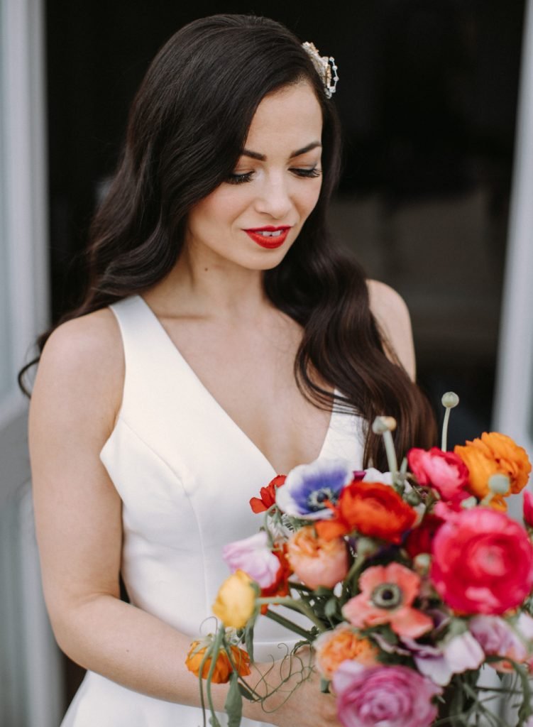 Sleek and Shiny Bride Hair Down