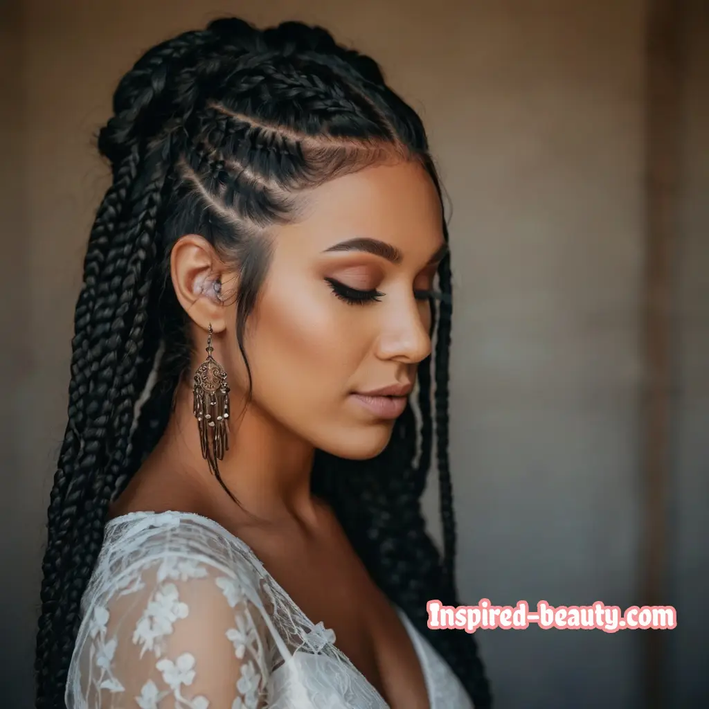 Boho Braids in Bride Hair Down Style