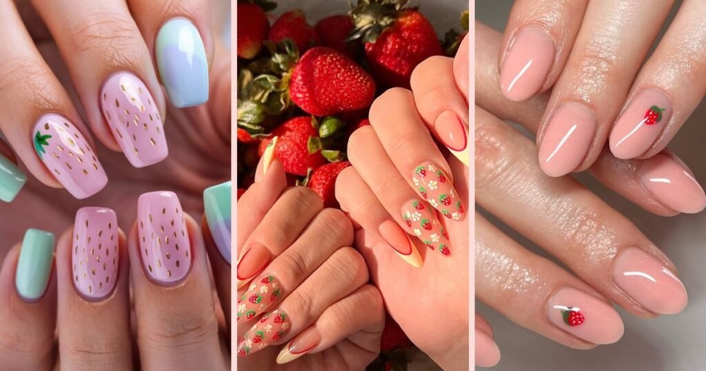Strawberry nail art manicure