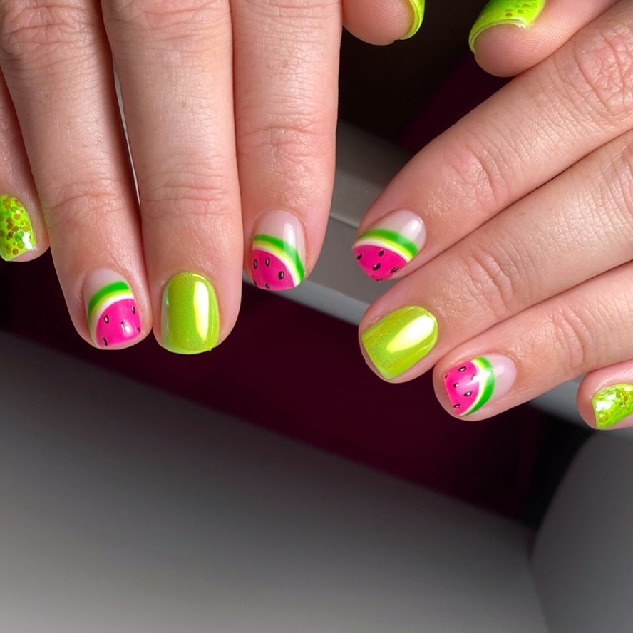 Fun and easy watermelon nail designs to try at home.