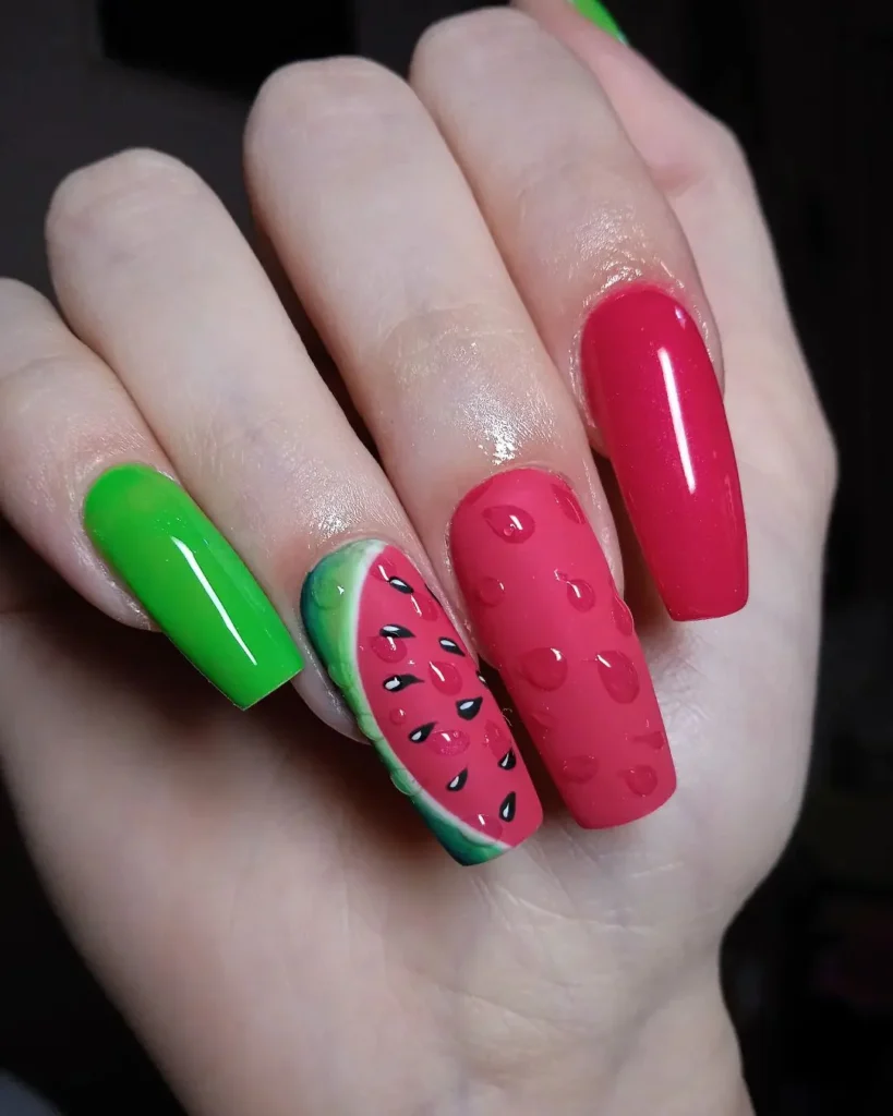 Color your summer with the hottest watermelon nail color trends