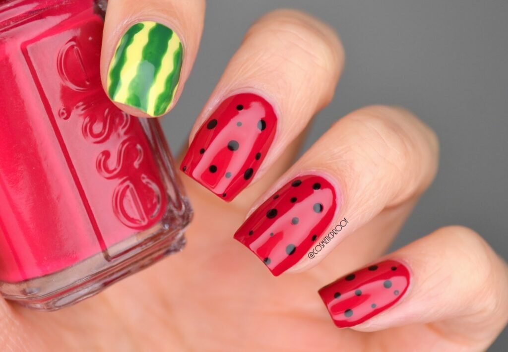 Colorful Creations: Watermelon Nails for Short Nails