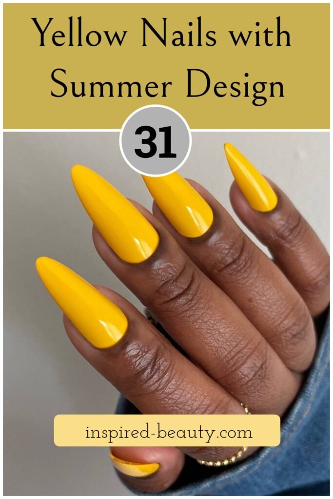 Yellow Nails with Summer Design
