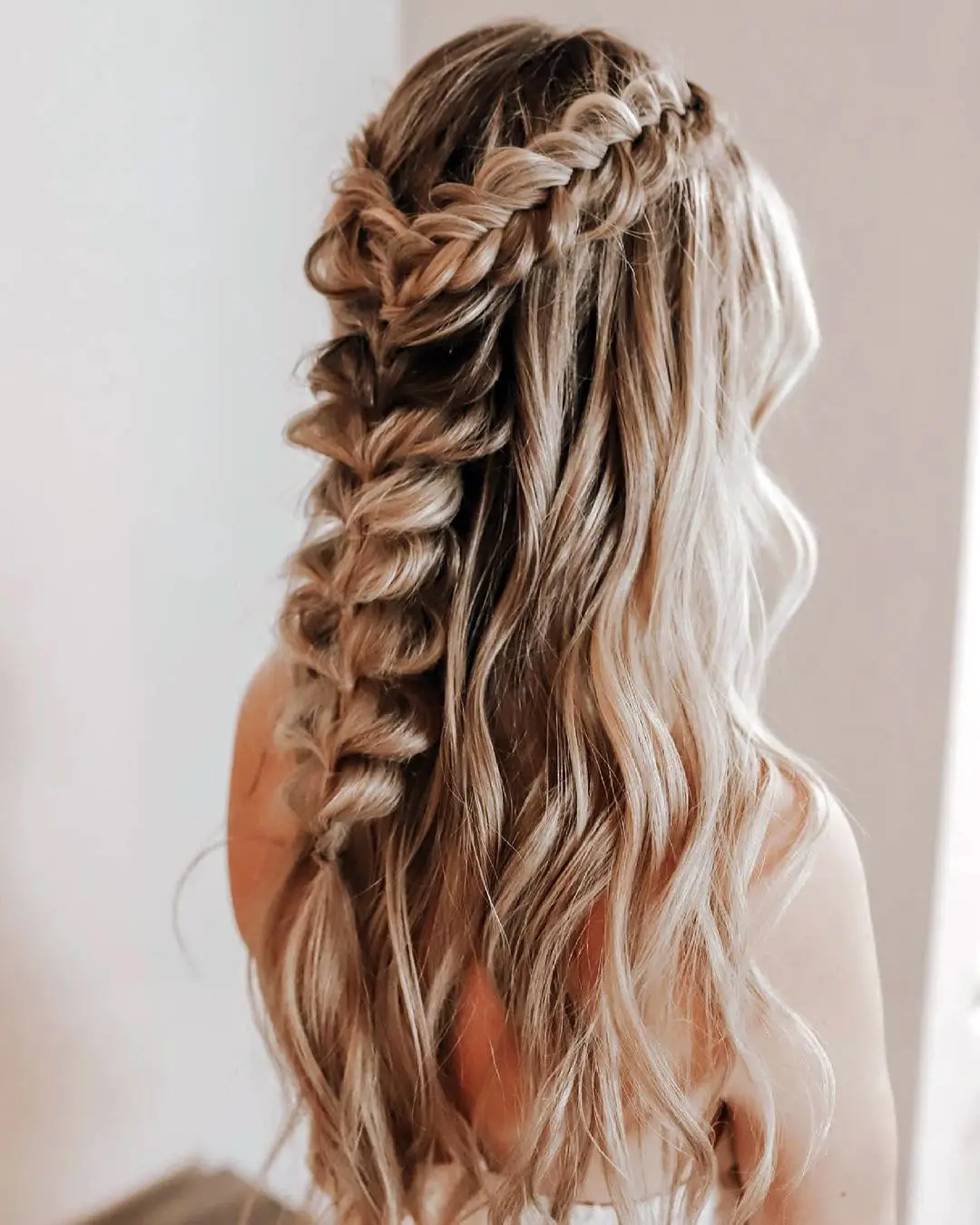 Bohemian Bride Hair Down with Braids