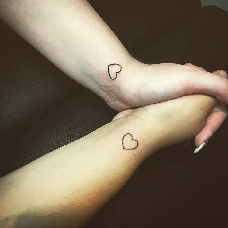 Line heart tattoo match