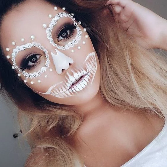 Studs Skull Face Makeup Halloween Cute