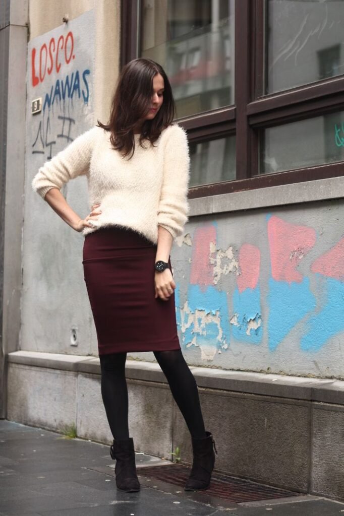 Cashmere Sweater with Pencil Skirt