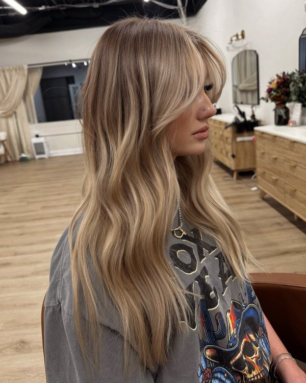 Natural Blonde Balayage with Chocolate Lowlights