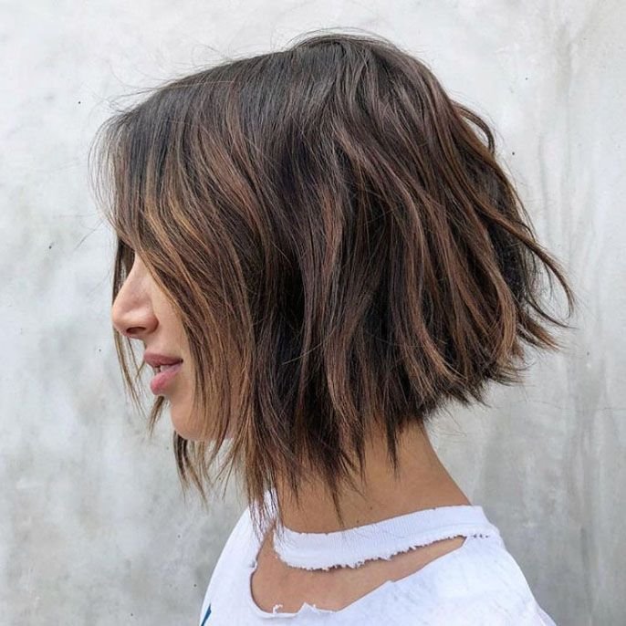 Shaggy Bob for Fine Hair Shag bob short hair with brown highlights