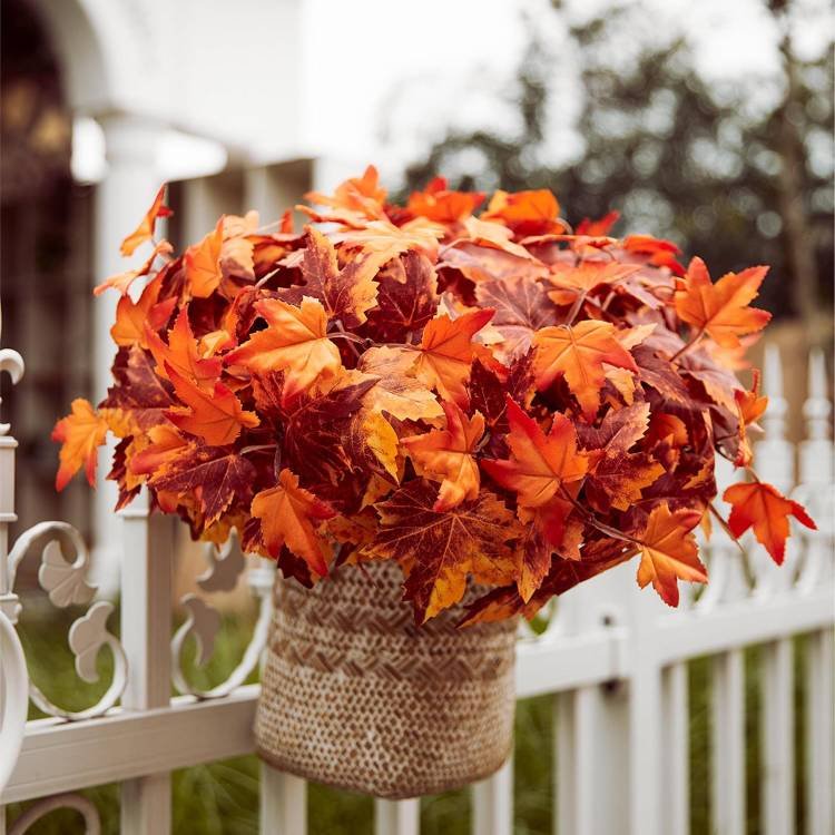 Artificial Maple Leaf Pumpkin Branch with Berry and Sun Flowers