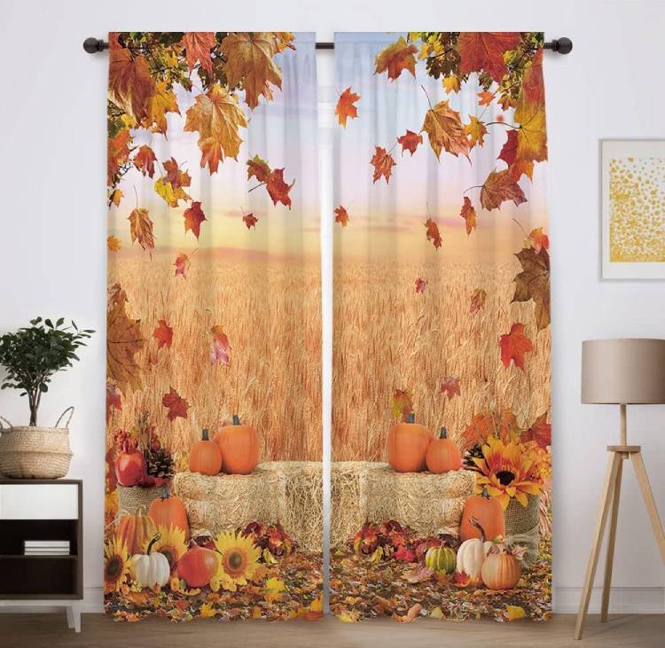 Autumn Scenery Window Curtain