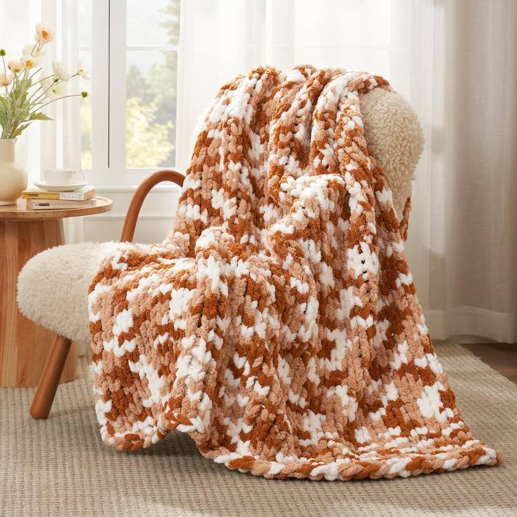 Fall Room Aesthetic Chunky Knit Blanket Throw