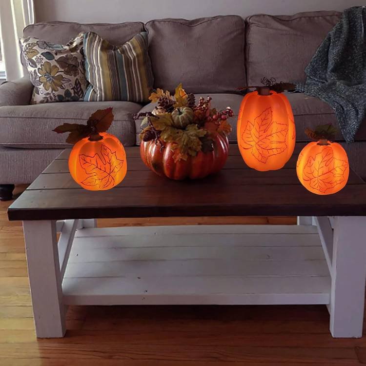 Flickering Fall Pumpkin Flameless Candle Lights