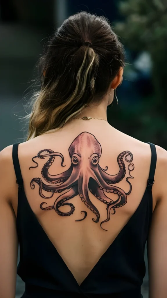 Octopus Tentacles on Back Tattoo