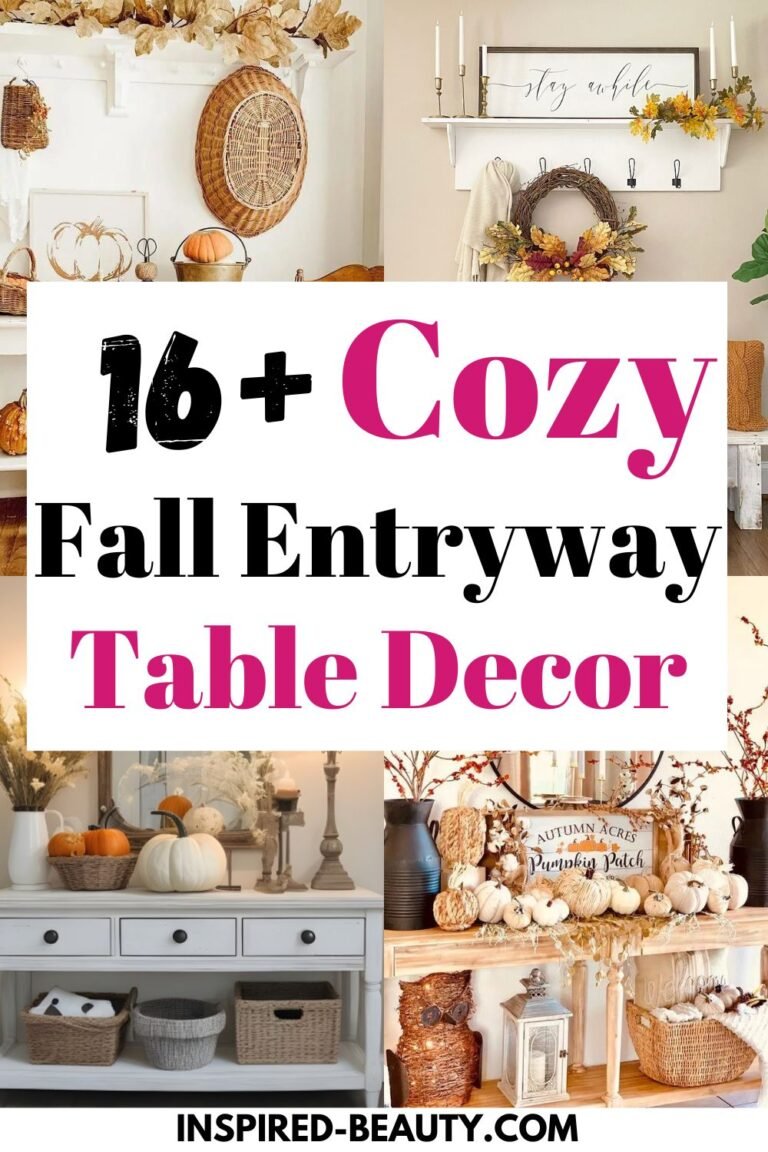 Cozy fall entryway table decor inspo