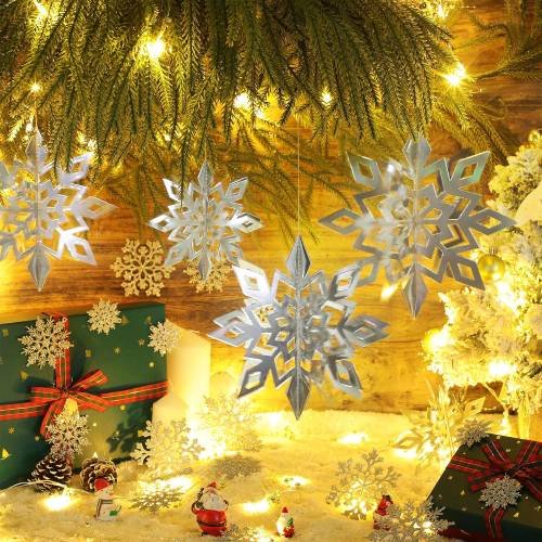 60 Pcs Large Christmas Hanging Snowflake Decoration Set