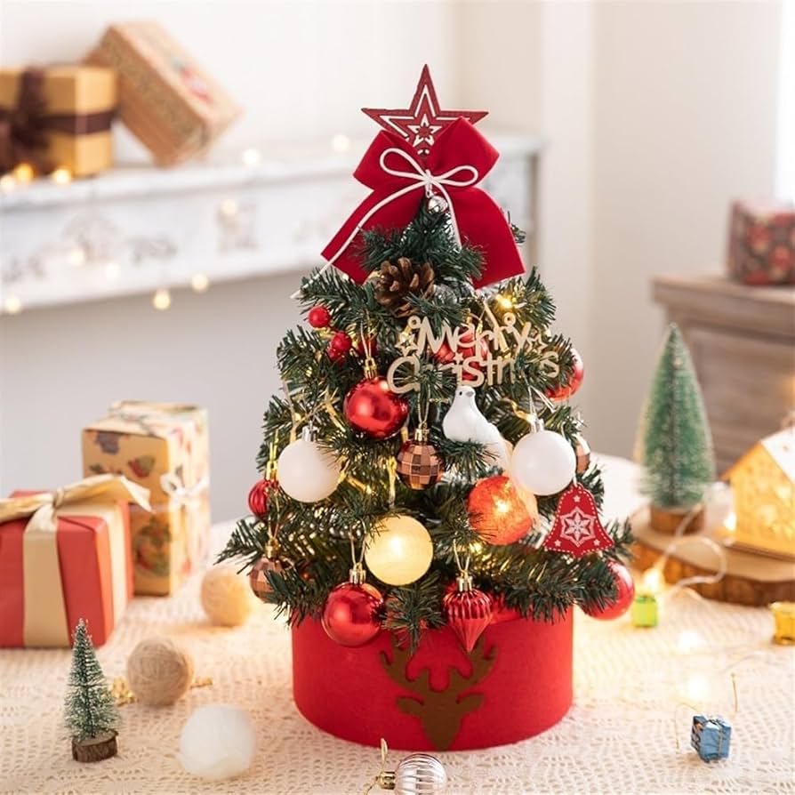 Artificial Mini Christmas Pine Tree; Tiny xmas Party tree decor