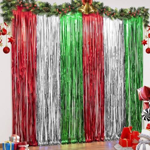 Christmas Foil Fringe Curtains