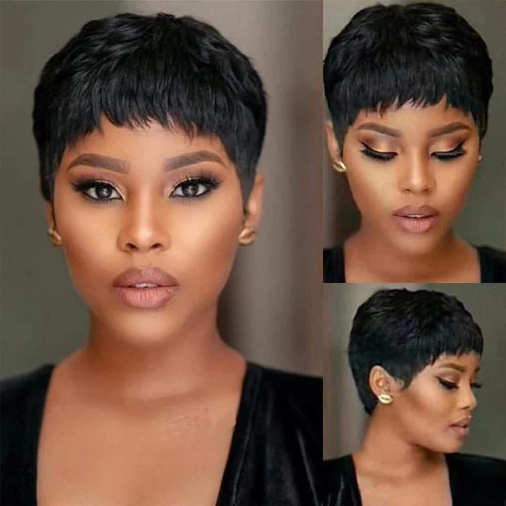 Glueless Human Hair Short Pixie Cut Wigs for Black Women