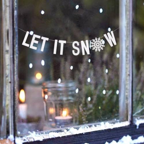 Silver Glitter Let It Snow Garland Winter Banner