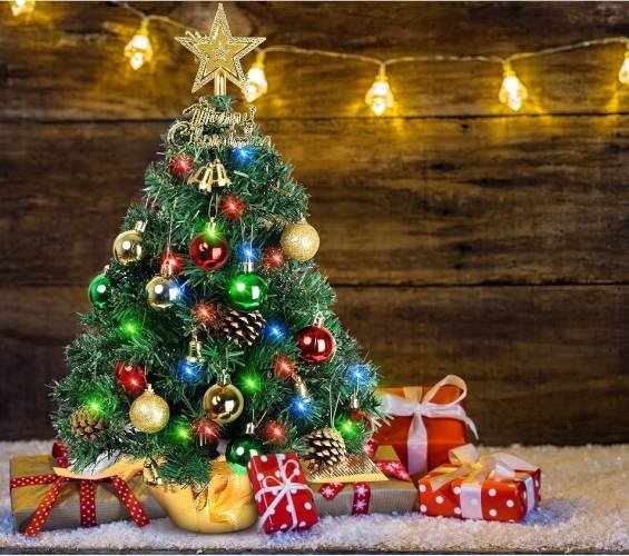 Mini Artificial Christmas Tree with 30 LED String Lights; Tabletop Christmas Tree; Christmas Party Tree; Led Light Xmas Tree