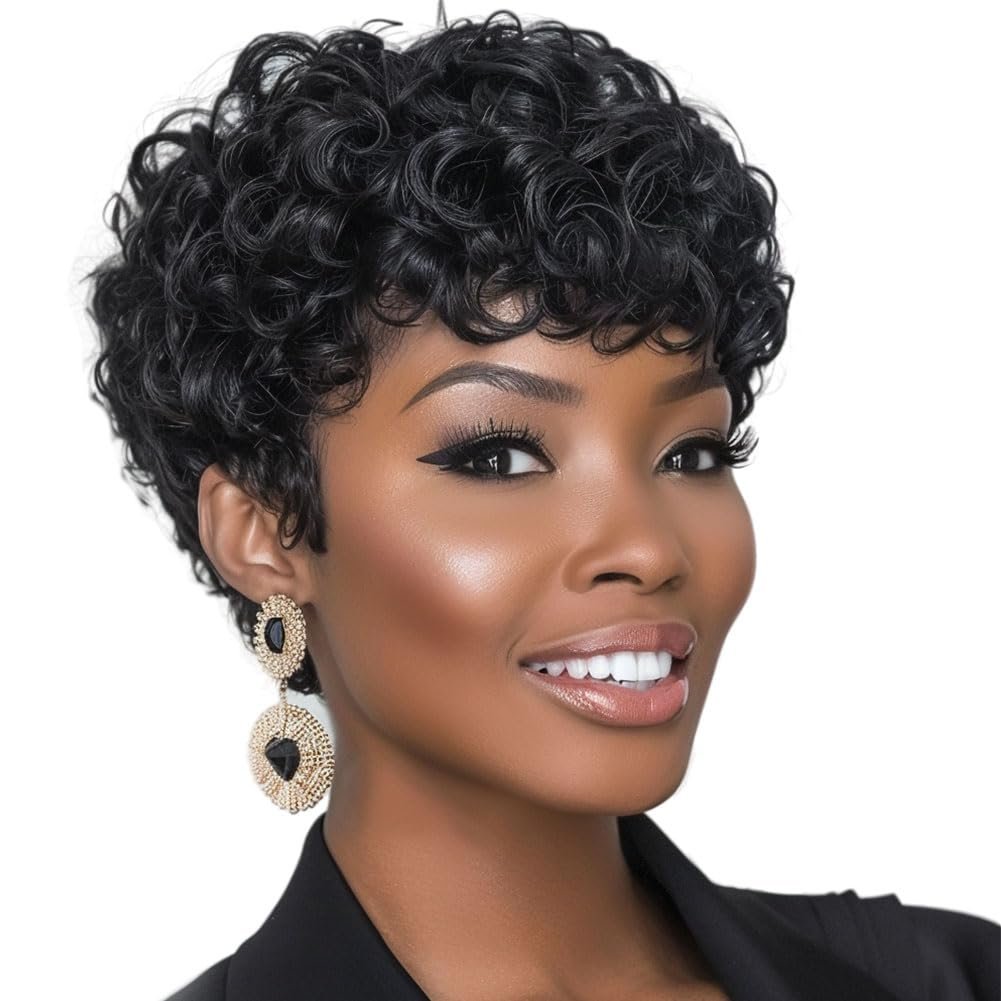 Pixie Cut Wig Short Afro Curls