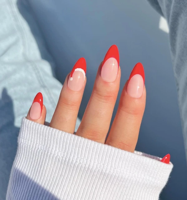 cute santa hat nails