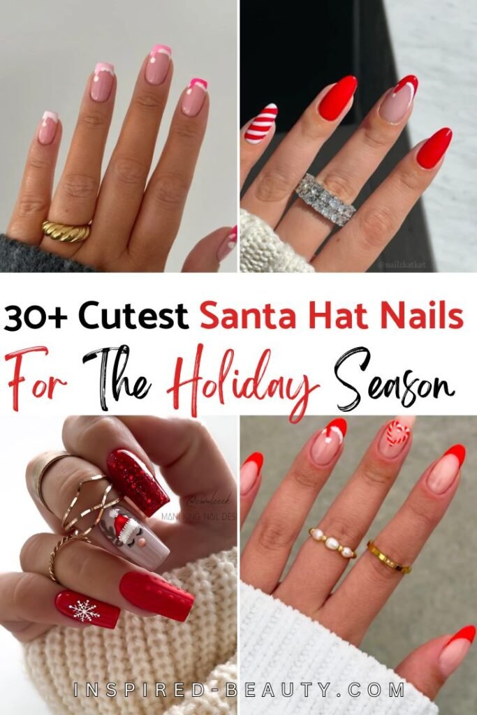 30 amazing santa hat nails