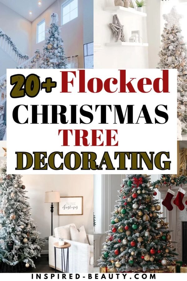 Flocked Christmas Tree Decorating Ideas - Inspired Beauty