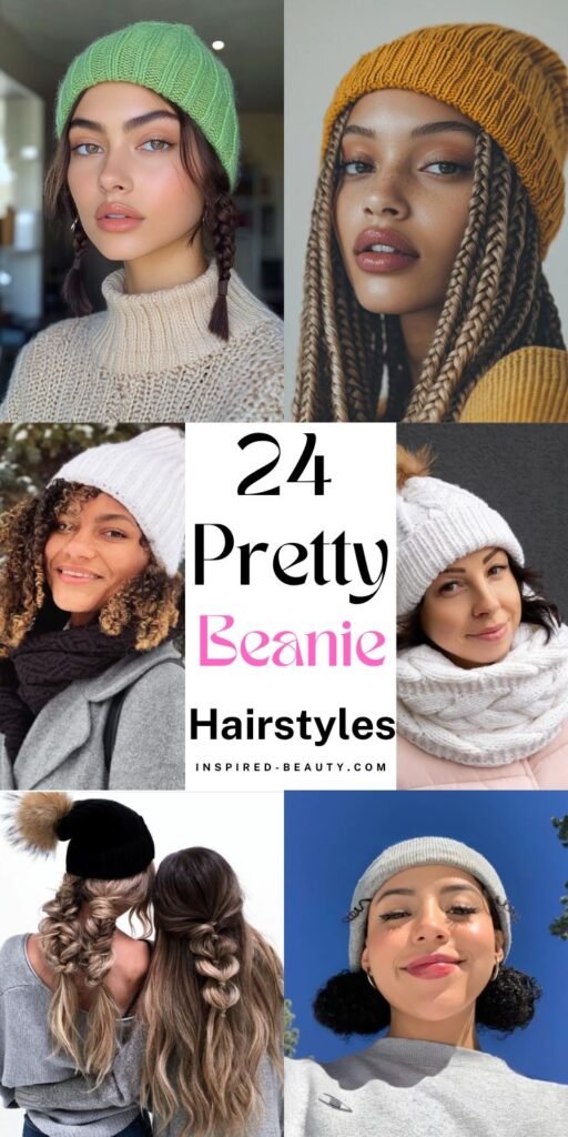 Beanie hairstyle ideas winter