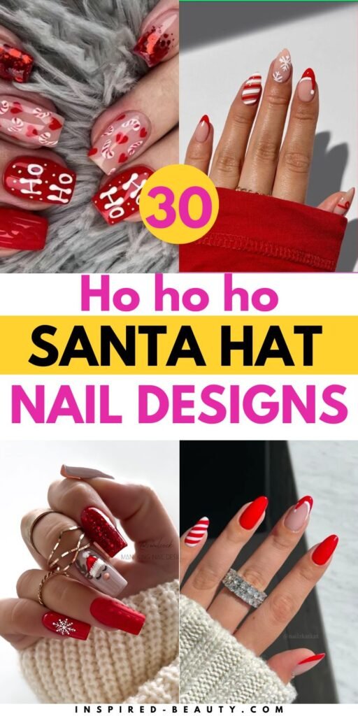 santa hat nails