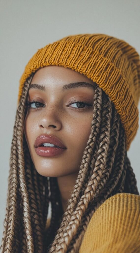 Beanie with Box Braids