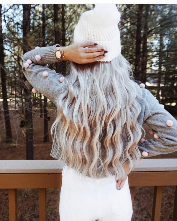 Long Wavy Hair with beanie