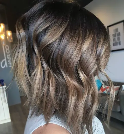 Choppy Layers with Balayage Thin Hair Shoulder Length Hairstyles