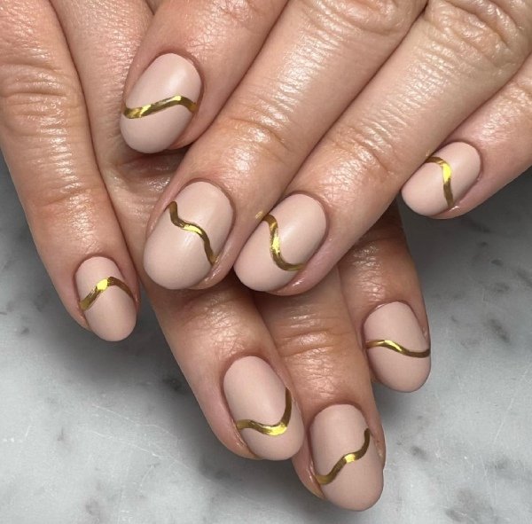 Matte Beige with Gold Lines