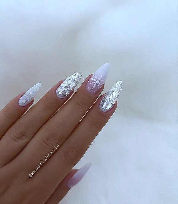 Frosted Snowflakes January nails