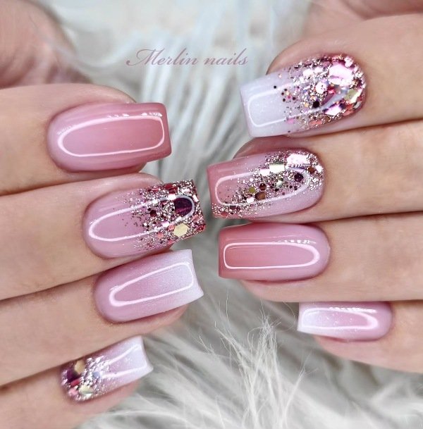 Soft Pink Frost January nails designs