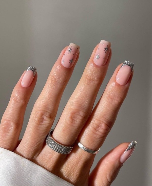 Silver Glitter Tips 