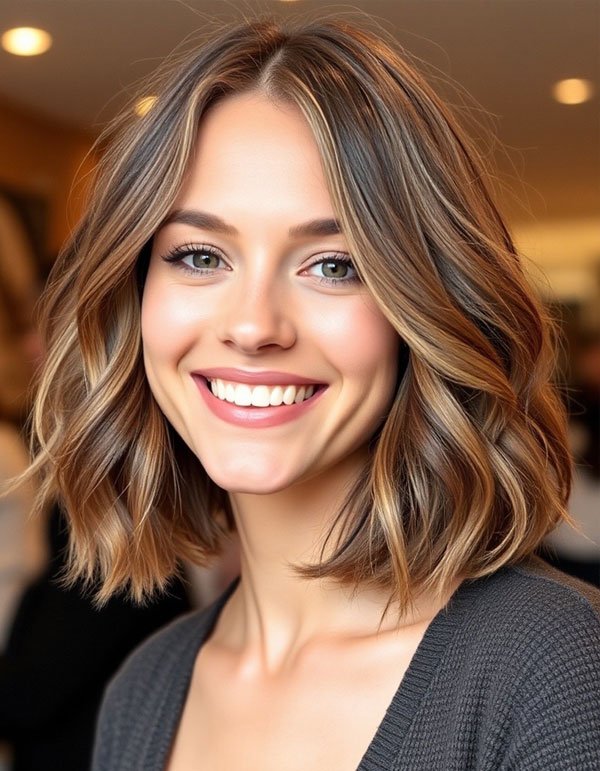 Layered Lob with Soft Highlights Thin Hair Shoulder Length Hairstyles