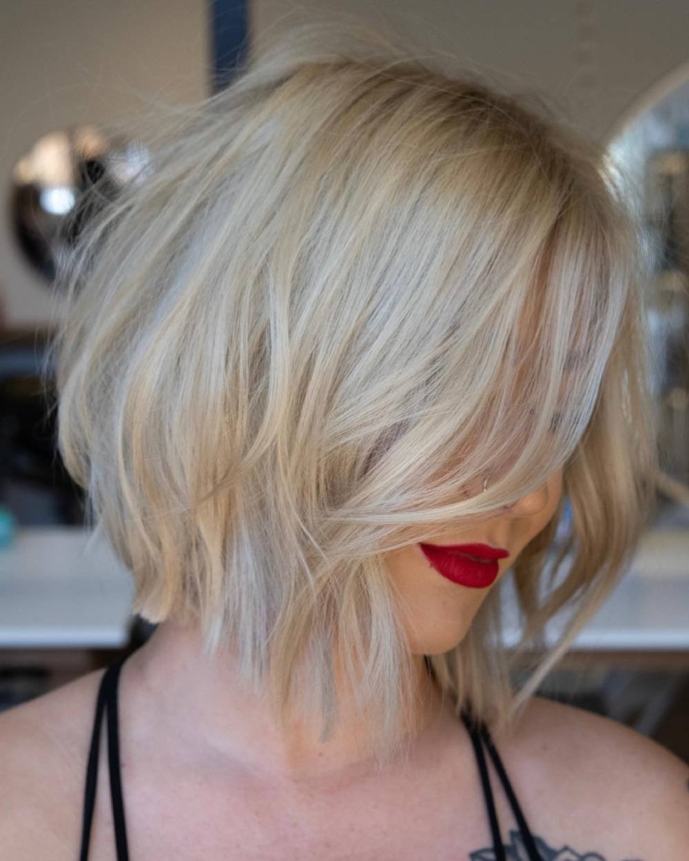 Textured Bob with Undercut Thin Hair Shoulder Length Hairstyles