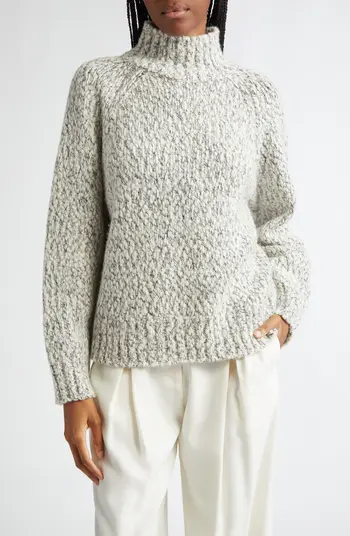 Tonal Marl Wool Blend Mock Neck Sweater