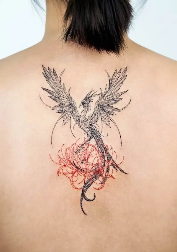 Flower and Phoenix Tattoo