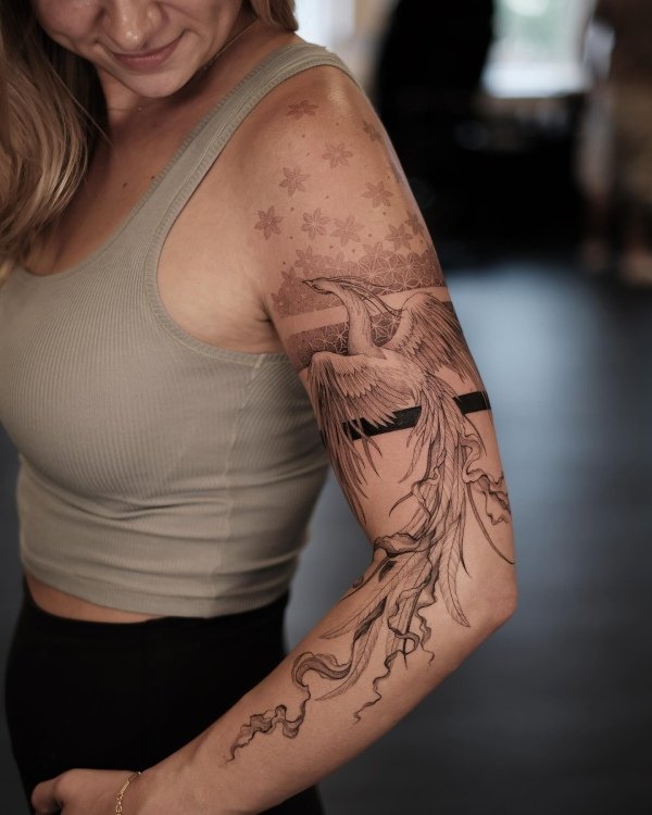 Phoenix Full Sleeve Tattoo