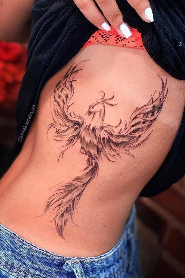 Phoenix tattoo on the ribcage