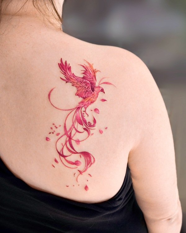 Women Pink Phoenix tat