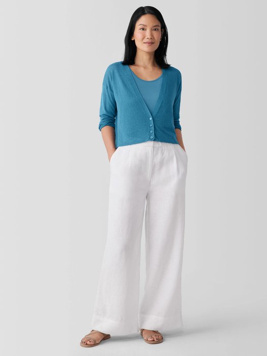 Cotton Tank Top + Open Knit Cardigan + Linen Pants