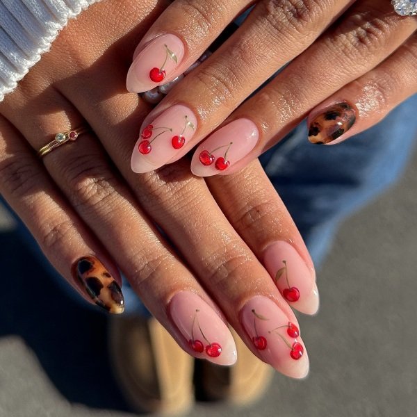 cute cherry nail inspo