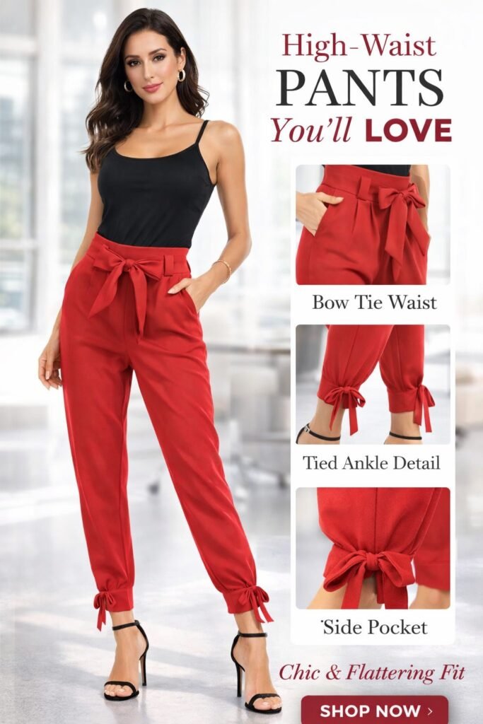 High-waist Belted Pants with a sleeveless top and Heels
