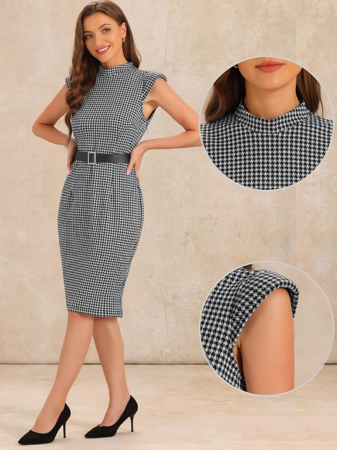 Houndstooth Sheath Dress for Women's