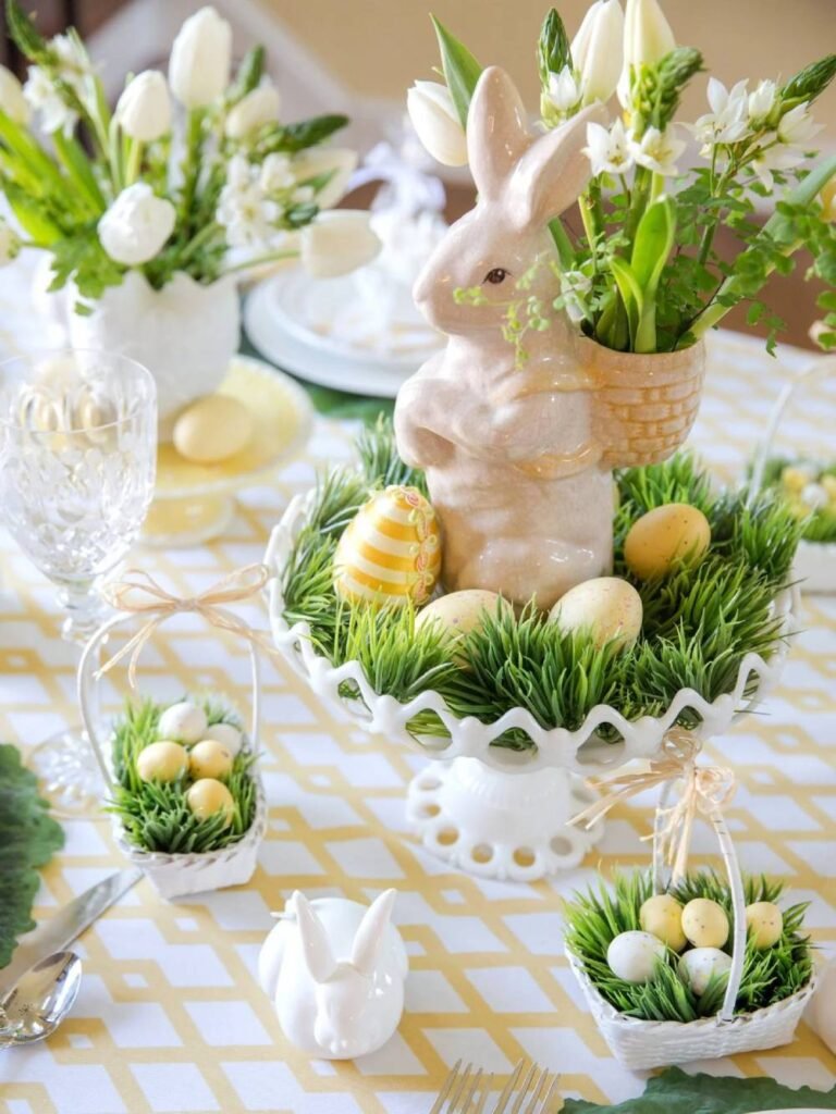 Bunny Ornaments with Strip Eggs